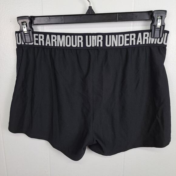 Under Armour Women’s HeatGear Shorts SM Black Logo Waistband Athletic - Picture 5 of 8